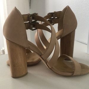 Size 8, nude suede, block heels